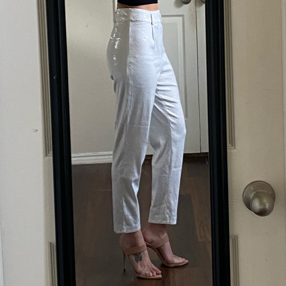 Forever 21 white high waisted rise sequin pants - Picture 3 of 9
